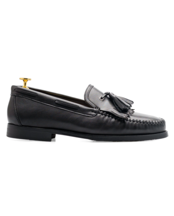 Alessio Studded Loafer - Solid Black Leather