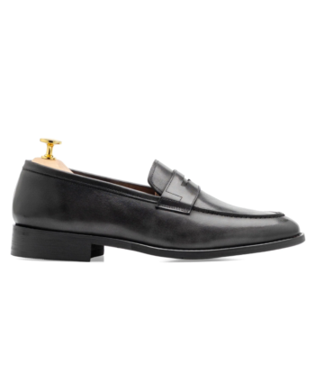 Penny Loafer - Black Grey (Hand Painted Patina)